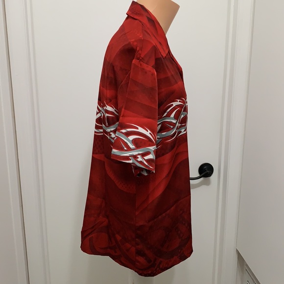 C-Two tribal flames button short sleeve shirt - Picture 6 of 7